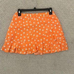 Leis collection orange floral mini skirt